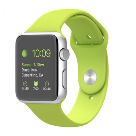 Apple Watch Sport 42mm Silver Aluminum Case with Green Sport Band